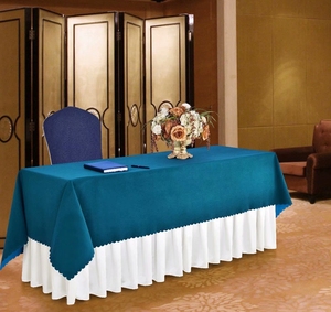 Color sólido 100% poliéster de una pieza larga reunión elegante de paño de mesa de <span class=keywords><strong>banquetes</strong></span> de lujo - Product Image 2