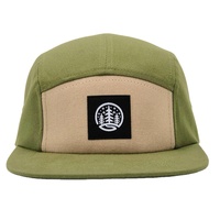 Casquette de camping en sergé de coton de haute qualité personnalisée avec logo brodé ou patch en caoutchouc PVC, chapeau de randonnée à 5 panneaux avec patch tissé