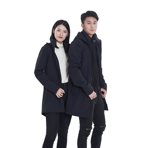 Último diseño moda elegante moderno <span class=keywords><strong>Trench</strong></span> hombres otoño elegante Unisex largo negro abrigo masculino con capucha - Product Image 2