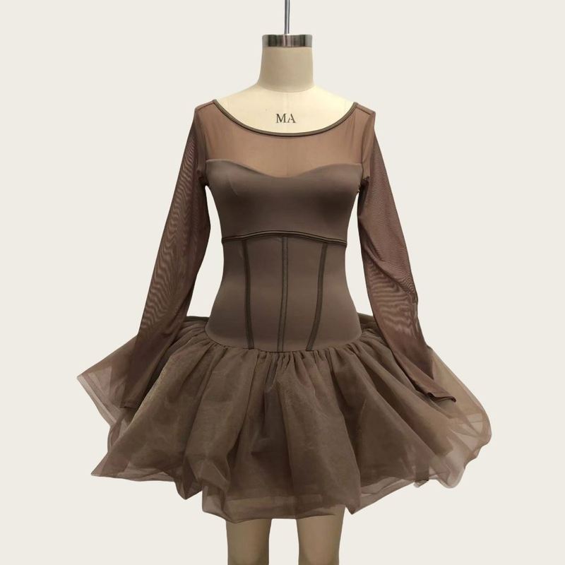 Velvet Leotard Power Mesh Bodice with
