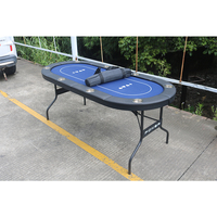 Table de poker à 8 joueurs avec 2 tapis de jeu interchangeables Table de casino pliable Texas Hold Em et Blackjack avec rails rembourrés
