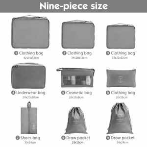 9 adet seyahat bagaj ambalaj organizatörler su geçirmez seyahat Essentials çantası ambalaj küpleri - Product Image 2