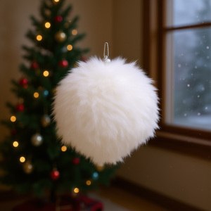 White Foam Christmas Ornament 10Cm Round Ball Hanging Decor For Tree - Product Image 2