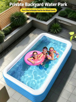 Piscine rectangulaire gonflable en PVC à deux couches, 180*130*48cm, pliable, écologique, pour une utilisation à domicile et en extérieur, enfants et adultes