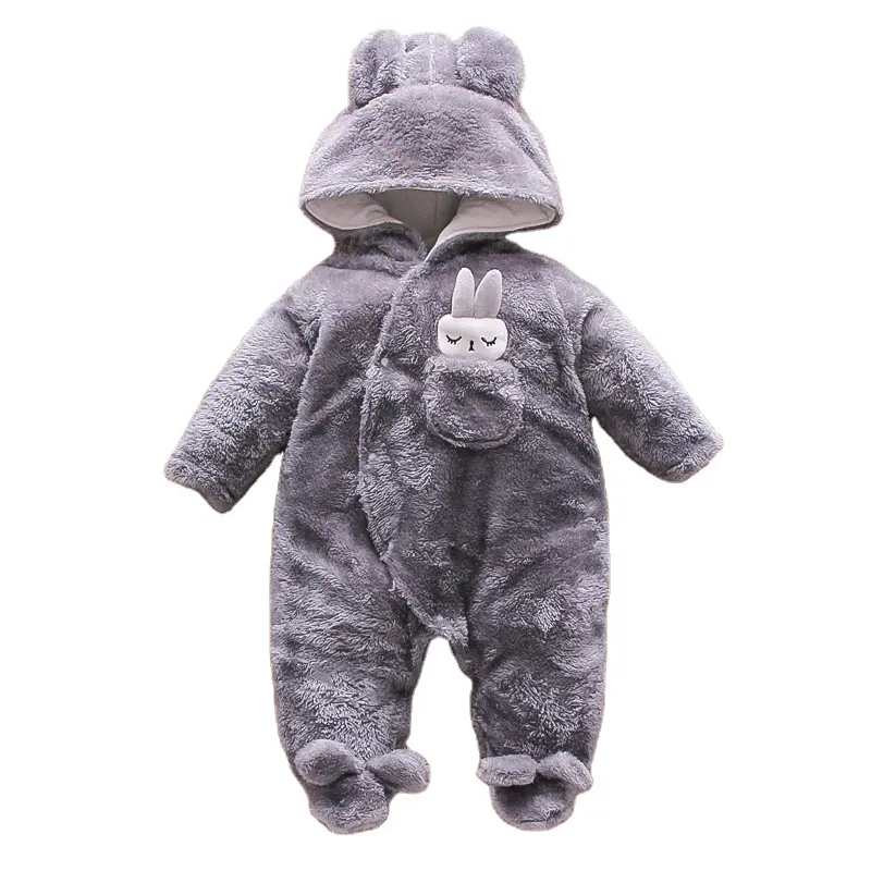 Baby Jumpsuit winter fleece-lined foot-wrapped newborn full-moon out-of-pocket clothes jumpsuit female baby Winter