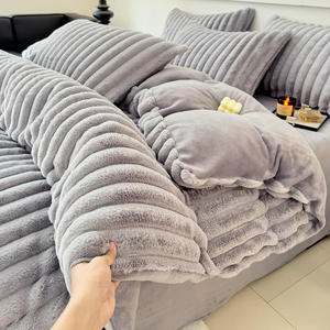 Juego <span class=keywords><strong>de</strong></span> Ropa <span class=keywords><strong>de</strong></span> Cama <span class=keywords><strong>de</strong></span> Invierno <span class=keywords><strong>de</strong></span> Terciopelo <span class=keywords><strong>de</strong></span> Doble Cara, Estándar, Moderno, 600 Hilos, Transpirable, Permeable al Aire, Cómodo y Cálido, Sábana y Funda Nórdica - Product Image 3