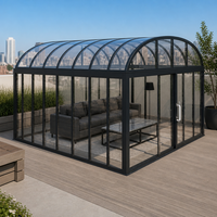 Véranda en verre mobile sur mesure avec toit rétractable électrique, porte coulissante, structure en aluminium, pavillon pour hôtel, villa, salon