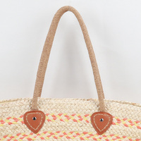 Sac fourre-tout d'épaule grand format pour femme, tissé à la main en paille de maïs et corde de coton, style bohème, durable et léger, idéal pour l'été et les vacances à la plage