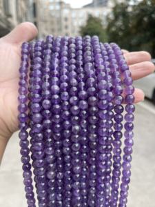 Бусины из натурального камня 4-10 мм: Тигровый глаз, Аметист, Обсидиан, Бирюза, Лазурит, Цитрин – рассыпные бусины для изготовления ювелирных изделий своими руками - Product Image 4