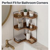 Moderner 3-stufiger wasserdichter Holz-Badezimmer-Organizer, Eckregal für Kosmetik und Make-up