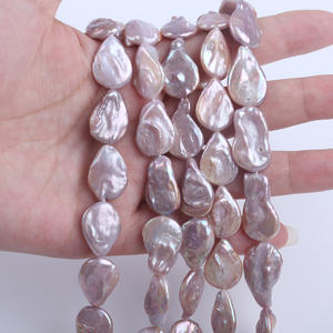 Cuentas de Perlas de Agua Dulce Naturales Blancas de 13-15 mm con Orificio Apilado, Semiterminadas para Collares de Bricolaje, Venta al por Mayor de Joyería - Product Image 3