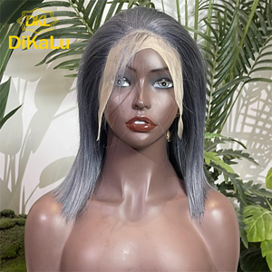 วิกผมสั้นบ๊อบ13x4แบบมีลูกไม้ด้านหน้าวิก<span class=keywords><strong>ผม</strong></span>มนุษย์สีขาว<span class=keywords><strong>60</strong></span>สีวิกผมลูกไม้ใส - Product Image 3