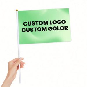 Bandera de Mano de Poliéster Personalizada de Alta Calidad, Premium, para Animar, Disponible al por Mayor para Pedidos en Grandes Cantidades con Logotipo Personalizado - Product Image 1