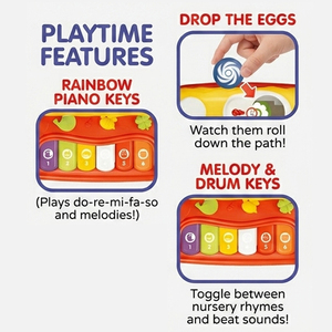 Jouet interactif en plastique avec poulets qui marchent, clés musicales, boutons arc-en-ciel et jeu de poulets qui laissent tomber des œufs, <span class=keywords><strong>pour</strong></span> les enfants de 2 à 4 ans - Product Image 2