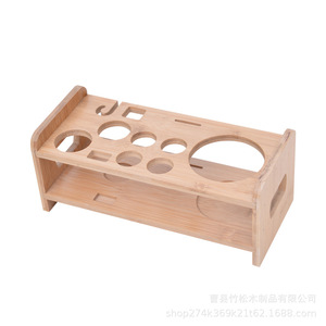 Estante para copas de vino de bambú, soporte de almacenamiento pequeño de madera maciza para copas de vino, estilo chino - Product Image 5