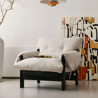 Nordischer Moderner Sessel mit Massivholzrahmen und Weichem Stoffbezug für Wohnzimmer Einzelsofa Armsessel