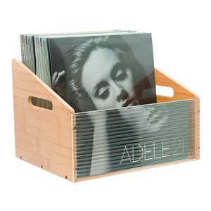 Wooden <b>Record</b> Storage Box Rectangle No Lid <b>Standing</b> Type For Vinyl Cd Book Toy Organization - Product Image 1