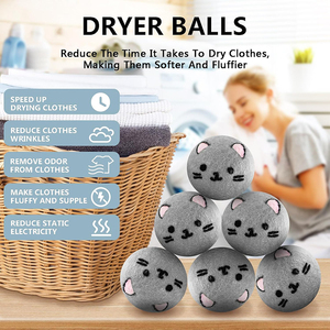 Lot <span class=keywords><strong>de</strong></span> 6 boules <span class=keywords><strong>de</strong></span> séchage <span class=keywords><strong>de</strong></span> laine XL en forme <span class=keywords><strong>de</strong></span> chat mignon faites à la main boules <span class=keywords><strong>de</strong></span> séchage <span class=keywords><strong>de</strong></span> laine réutilisables pour le linge - Product Image 3