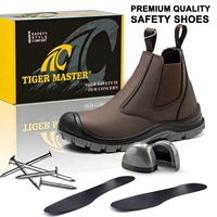 Zapatos de Seguridad Tiger Master de Corte Medio, Color Marrón, Cuero Genuino, Antideslizantes, Resistentes al Aceite, con Puntera de Acero Anti-Impactos y Anti-Pinchazos, para Hombre, Industriales