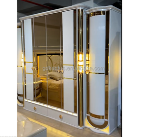 Meubles de <span class=keywords><strong>chambre</strong></span> à coucher de luxe blancs brillants de style royal, ensemble de 8 pièces, meubles de <span class=keywords><strong>chambre</strong></span> à coucher classiques avec miroirs - Product Image 5