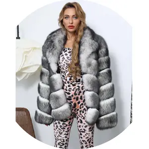 OEM Service Special Black Frost Thick Warm Fox Fur Coat Women Fur Jacket Real Fur