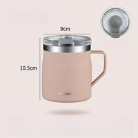 Tasse à café à double paroi de 450 ml/15 oz en acier inoxydable résistant à la chaleur avec couvercle en option