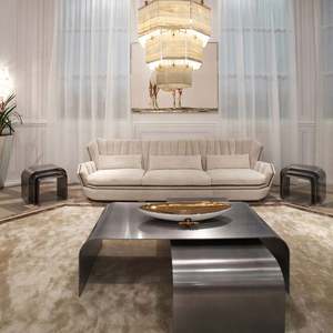 Italienisches Echt leder Schnitts ofa Stoff Luxus gepolsterte Sofa garnitur Möbel Moderne Couch Wohnzimmer Sofa - Product Image 5