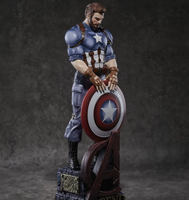 Figura de acción coleccionable de los Vengadores de Marvel, pintada a mano con detalles artísticos, para exhibición en escritorio, con escudo de resina.