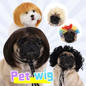 Fujia Funny TikTok Viral Safe Cosplay personalizado Fotografía de mascotas Accesorios <span class=keywords><strong>para</strong></span> el cabello de mascotas Peluca de poliéster <span class=keywords><strong>para</strong></span> gatos y <span class=keywords><strong>perros</strong></span> - Product Image 1
