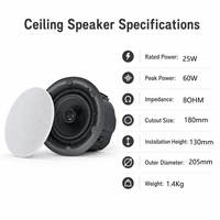 ZHIKU 2-Piece 25-60W Stereo High Fidelity 5.25" Speaker Plafon Plastik Tahan Lama Nirkabel