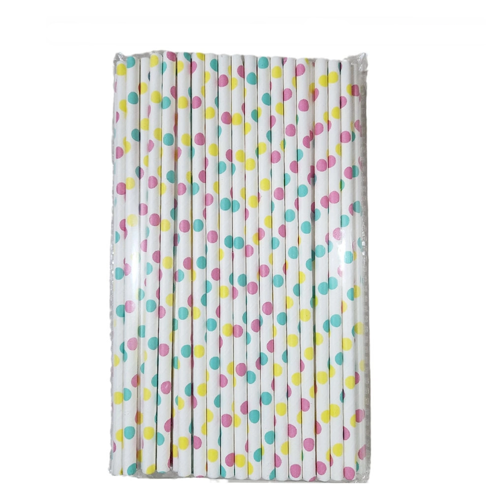 Creative Colored Paper Straws Biodegradable Eco Friendly Straws 6*196mm Disposable Straws