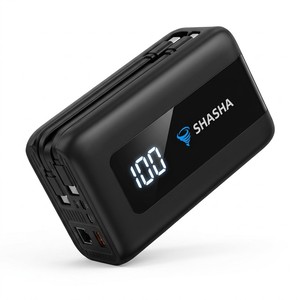 <span class=keywords><strong>SHASHA</strong></span> SP37 10000mAh pour support rotatif, batterie externe, technologie GaN, écran LED, 3 ports Type-C, charge rapide 30W PD, logo - Product Image 5