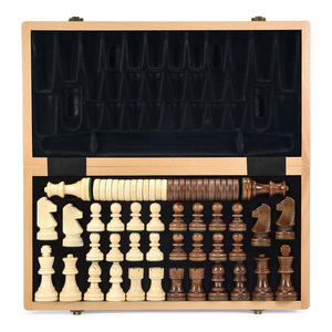 Jeu de société classique personnalisé 2 en 1 en bois, échecs et dames, avec des pièces pondérées améliorées - Product Image 3