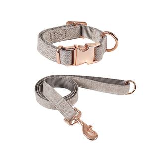 Conjunto de Correa y collar para perro, Sarga de lana con hebilla de metal, cuerda pequeña, mediana y grande, venta al por mayor - Product Image 1