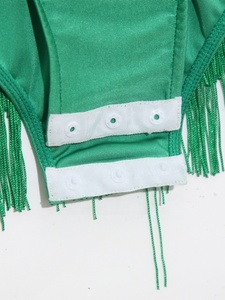 Traje de Baile Latino para Niñas, Falda con Lentejuelas y Flecos, Guantes, Collar Choker, Mangas para Brazos, Cinturón Dorado, para Competencia de Salsa y Baile de Salón, Personalizado - Product Image 5
