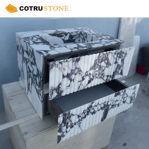 Lavabo de Mármol Natural Personalizado |   Fregadero de Piedra con Vetas Blancas y Negras |   Encimera de Mármol de Lujo Hecha a Mano - Product Image 1