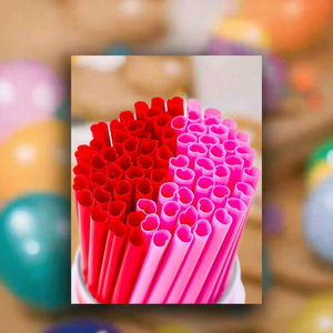 Pajita desechable de plástico en forma de corazón rosa, ecológica, biodegradable, 200 unidades, empaquetada individualmente para fiestas, agua - Product Image 5