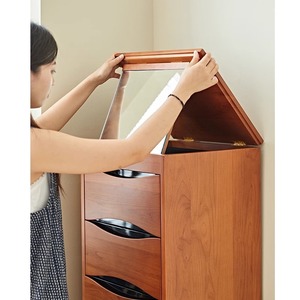 Solid Wood Dresser <b>Chest</b> With Mirror Cherry Wood Color Multi Drawer <b>Storage</b> Cabinet For Bedroom Living Room - Product Image 4