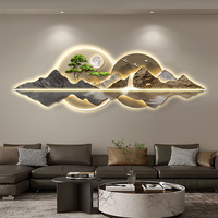 Design personnalisé art mural illuminé par LED toile décoration intérieure art mural rond de luxe peinture 3D LED avec lumière LED
