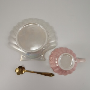 Taza rosa de perlas para el día de la madre, juego de regalo de lujo con esmalte de perla y platillo de concha, 8 oz, suministro de fábrica - Product Image 6