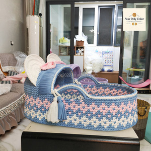 Panier de rangement au Crochet en gros <span class=keywords><strong>Star</strong></span> de haute qualité berceau pour bébé tissé à la main moderne avec matériau en tissu de matelas imperméable - Product Image 1