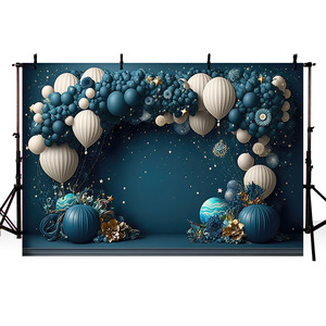 Arche de ballons bleu sarcelle, toile de <span class=keywords><strong>fond</strong></span> bleu foncé et <span class=keywords><strong>blanc</strong></span> pour photographie, idéale pour anniversaire, baby shower, accessoire de studio <span class=keywords><strong>photo</strong></span> - Product Image 1