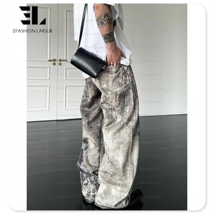 LARSUR Fábrica personalizada 3D Full Dtg <span class=keywords><strong>Dgt</strong></span> Imprimir Mud Jeans Baggy Trompe L'oeil Loeil Denim Gráfico Impresión digital Distress Dirty Jeans - Product Image 4