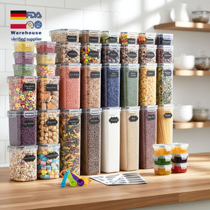 Set di 42 Contenitori Ermetici per Alimenti Senza BPA, Impilabili, in Plastica Trasparente per Farina, Zucchero, Dispensa e Preparazione Pasti - Product Image 1