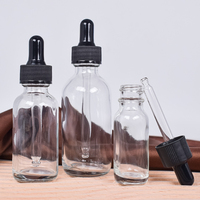 Cetakan layar botol Serum Perawatan Kulit 1oz 4 Oz 60ml 30ml Amber biru kaca bening penetes minyak esensial botol kaca Boston
