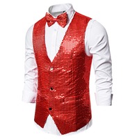 Veste de smoking à sequins pour homme, taille européenne, pour performance, costume de scène pour animateur de boîte de nuit, gilet, vêtements