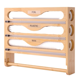 Magnetic Wall-mounted Bamboo Rectangular <strong>Kitchen</strong> Plastic Wrap Cutter Layered Foil Paper Modern Simple Multi-grid <strong>Storage</strong> <strong>Box</strong> - Product Image 5