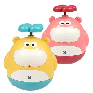 Baby Press Small Water Gun Bath Toy Children Comfort Hippo Water and Land Play Water Roly-poly Bath Toy
