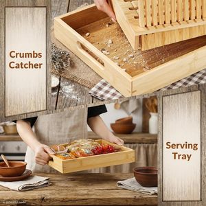 Premium Wood <b>Cutter</b> and Serving Tray 10.5" Extra Wide <b>Bread</b> Slicer for Homemade Artisan Loaves - Product Image 4