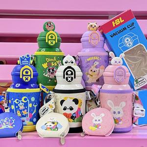 Tasse à paille à double boisson pour enfants 316 isolé en acier inoxydable dessin animé conception PC flacon à vide Thermos pour la rentrée des classes - Product Image 2